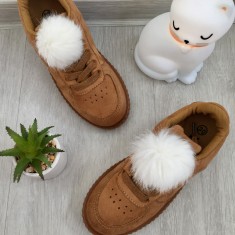 Adidasi maro cu puf pantofi sport din piele intoarsa eco pt fete 30 cod 0124 foto