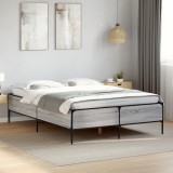 VidaXL Cadru de pat, gri sonoma, 160x200 cm, lemn prelucrat și metal
