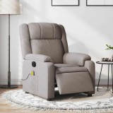 vidaXL Fotoliu electric de masaj rabatabil, gri taupe, textil