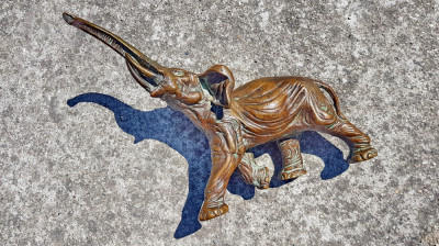 F355-A-Statuie veche Elefant in miscare bronz masiv foarte bine realizata. foto