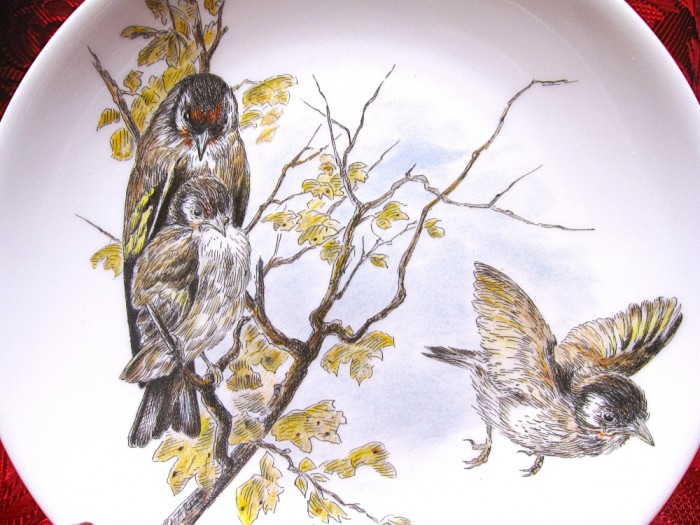 FARFURIE DECORATIVA PORTELAN BAVARIA DECOR PASARI STICLETI 19.5 CM