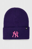 47brand caciula MLB New York Yankees culoarea violet, din tricot gros, 47 Brand