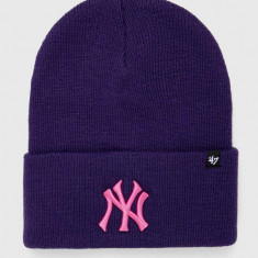 47brand caciula MLB New York Yankees culoarea violet, din tricot gros