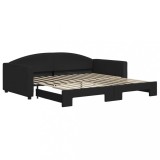 Cumpara ieftin Pat de zi cu extensie, negru, 100x200 cm, textil