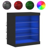 Servanta cu lumini LED, negru, 60,5x37x67 cm, DKD Home Decor