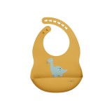 Baveta din silicon cu buzunar, ajustabila, Party - Dinos mustard