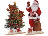 Set 2 decoratiuni Craciun lemn textil multicolor cm 30,5 x 4 x 51 H