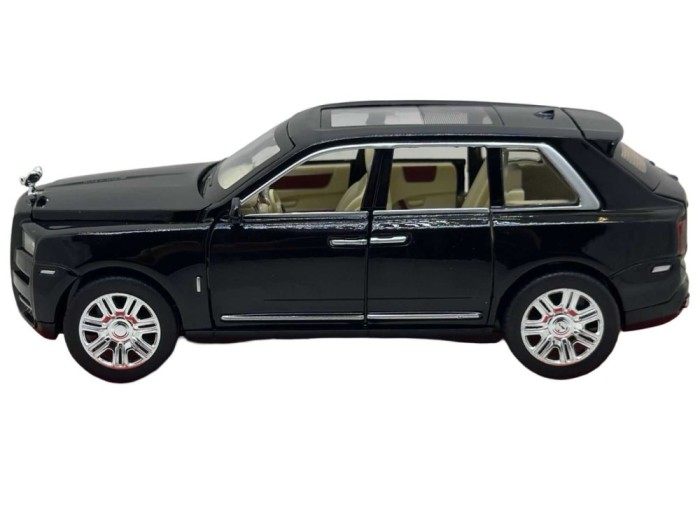 Macheta Rolls Royce Cullinan SUV Die-Cast 1:24 Negru - sunete, lumini si resort- 20cm