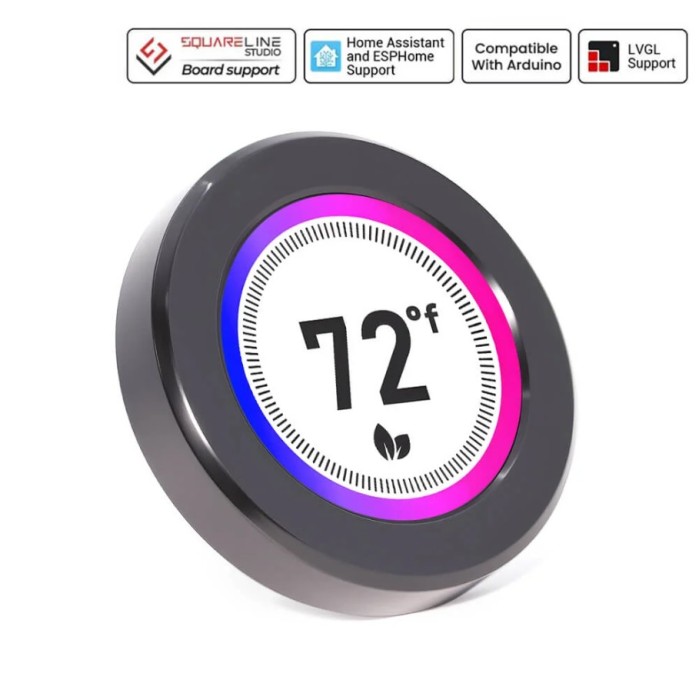 Display rotativ CrowPanel 2.1 inch, ESP32, IPS 480x480, touch si buton rotativ, programabil Arduino IDE si LVGL