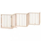 Cumpara ieftin Poarta de acces pentru caini cu usa pliabila, 6 panouri, 300 cm, lemn de plop