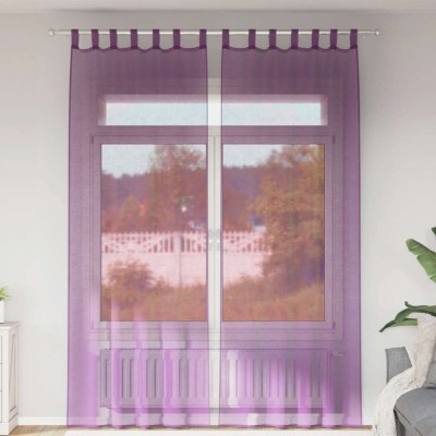 Perdele Voile cu Bucle 2 buc Violet 140x260 cm foto