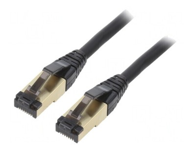 Patch cord S/FTP Cat 8 negru 15m LSZH 27AWG foto