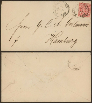 Germany North Conf 1871 Postal History Rare Cover to Hamburg DB.531 foto