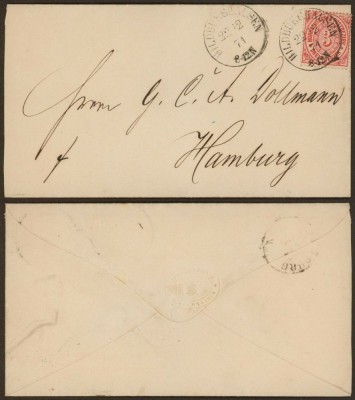 Germany North Conf 1871 Postal History Rare Cover to Hamburg DB.531 foto