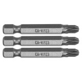 65477 STHOR Set 3 biti pozidrive PZ3, prindere hexagonala 1/4&amp;quot;, lungime 50 mm