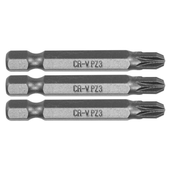 65477 STHOR Set 3 biti pozidrive PZ3, prindere hexagonala 1/4&amp;quot;, lungime 50 mm