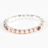 Inel argintiu elastic cu pietre roz