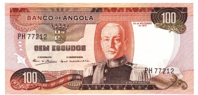 Angola 100 Kwanzas 1972 P-101 Seria PH77212 foto
