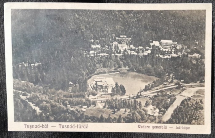Carte postala, vedere generala din Tusnad Bai, perioada interbelica