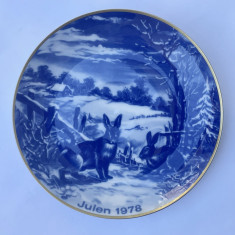 Farfurie de COLECTIE, portelan german WALLENDORF tematica Craciun, cobalt 1978