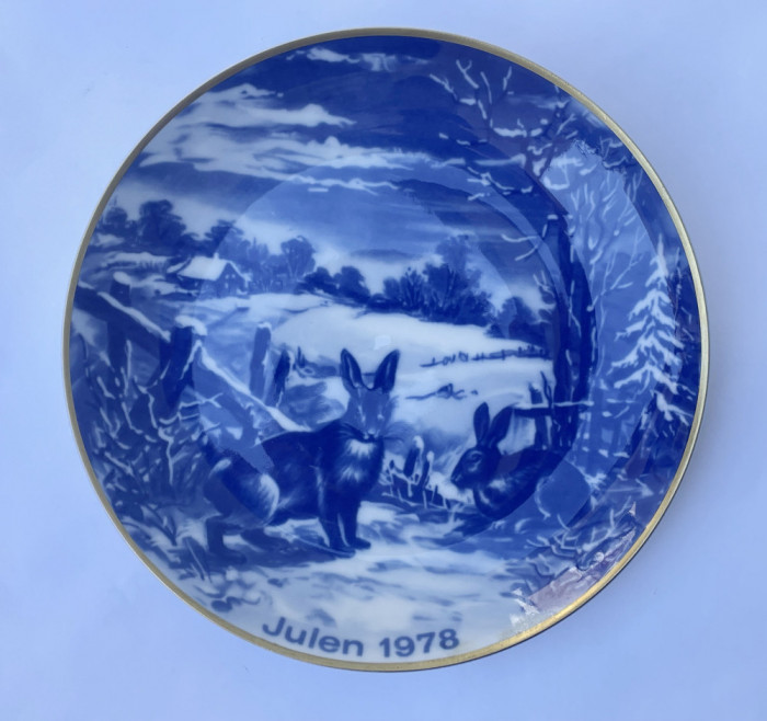 Farfurie de COLECTIE, portelan german WALLENDORF tematica Craciun, cobalt 1978