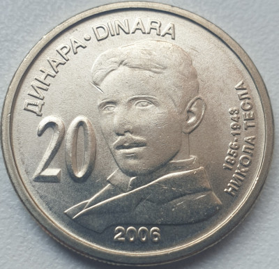 10 Dinari / Dinara 2006 Serbia, Nikola Tesla, unc, km#42 foto