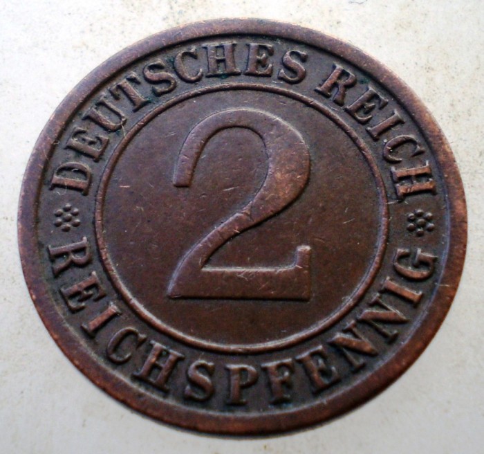 2.795 GERMANIA WEIMAR 2 REICHSPFENNIG 1936 F