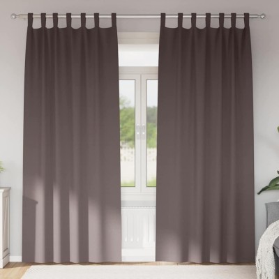 Perdele cu perdele 2 pcs Maro &amp;icirc;nchis 260 x 140 cm Poliester foto