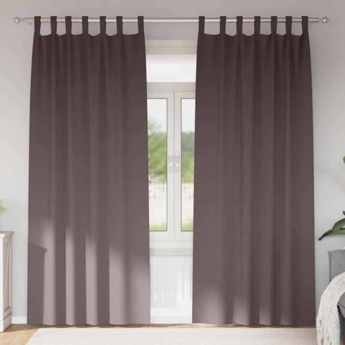 Perdele cu perdele 2 pcs Maro &icirc;nchis 260 x 140 cm Poliester