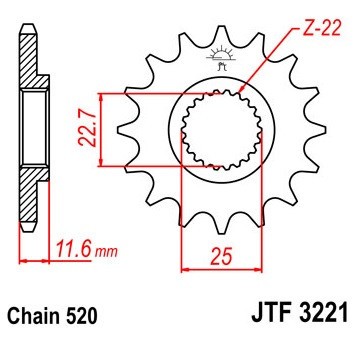 Pinion fata 12 dinti pas lant 520 - ATV Polaris 4x4- Big Boss - Trail Blazer - Trail Boss - Scrambler - Magnum 250-300-350-400-425cc