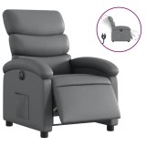 Cumpara ieftin Fotoliu rabatabil electric, gri, piele ecologica