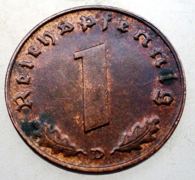 B.136 GERMANIA 1 REICHSPFENNIG 1939 D foto