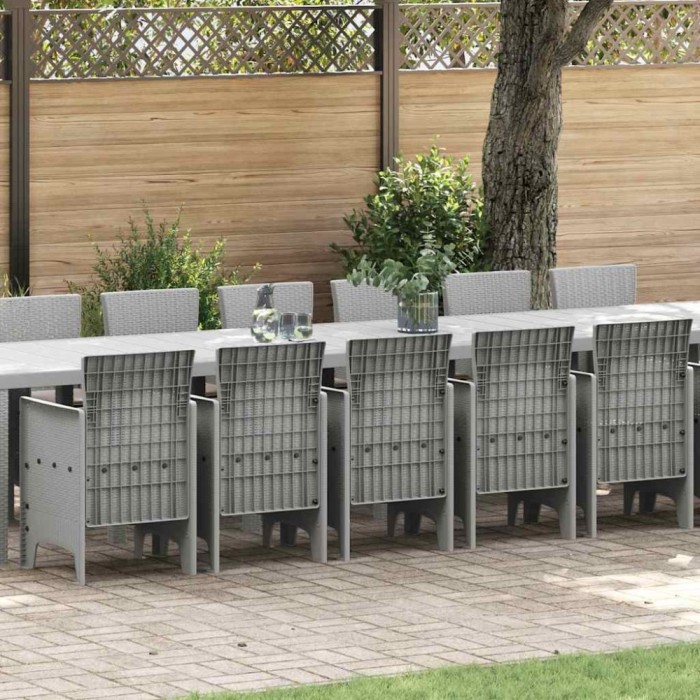vidaXL Set de masă pentru grădină 17 pcs Gri deschis Ratan Polt 3378668