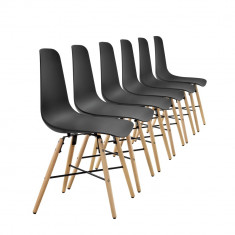 Set 6 scaune design - 85,5 x 46 cm, forma sezut scoica - negru foto