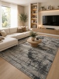 Covor Fayno 7146-691, Antiderapant, Marime 80 x 150 cm, Gri, Inaltime Fir 8 mm, Antialergic, Polipropilena, Living, Dormitor, Sufragerie