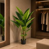 Planta artificiala Alocasia decorativa, 3 tulpini, 160 cm, verde