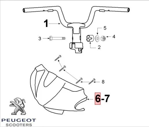 Carena superioara ghidon originala Peugeot Vivacity - Vivacity 2 2T 50-100cc (alba)
