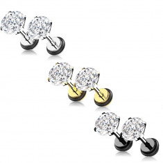 Piercing fals pentru ureche din oțel chirurgical 316L - zircon transparent, 8 mm - Culoare: Auriu