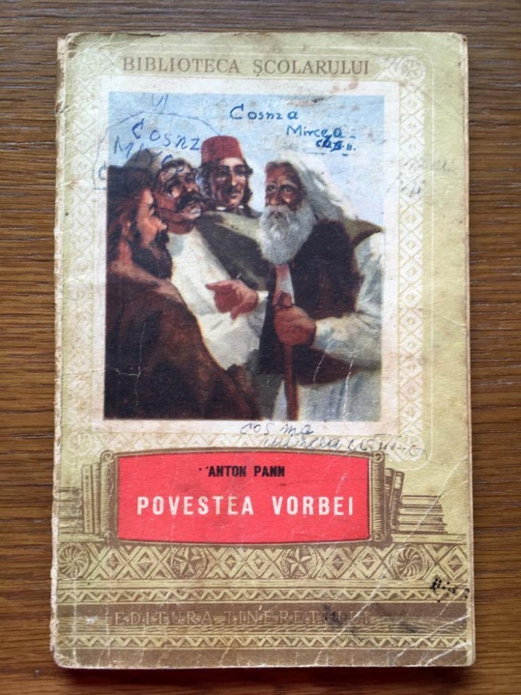 POVESTEA VORBEI DE ANTON PANN, EDITURA TINERETULUI, 1953, Bibliotea