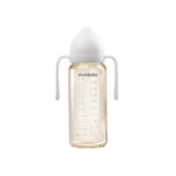 Biberon anti-colici mombella ppsu, 300 ml, cu tetină silicon l - flux rapid (6-9 luni) - ivory