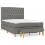Cumpara ieftin Pat box spring cu saltea, gri inchis, 140x200 cm, textil