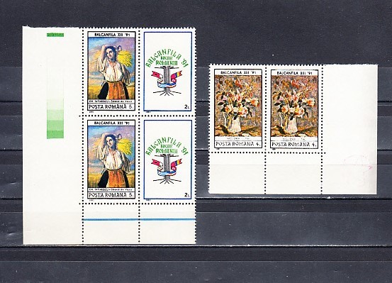 M1 TX7 20 - 1991 - Balcanfila XIII - cu vinieta - perechi de cate doua