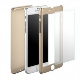 Husa 360 Plastic Gold + Sticla Temperata Samsung Galaxy J5 2016 Protectie Completa