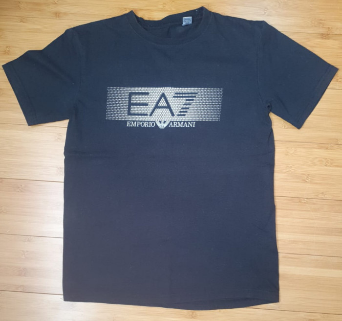 Tricou barbat EA7 Emporio Armani bumbac negru SMALL purtat o data