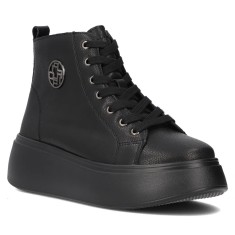Botine cu platforma DBT6338, piele naturala, Negru - 39