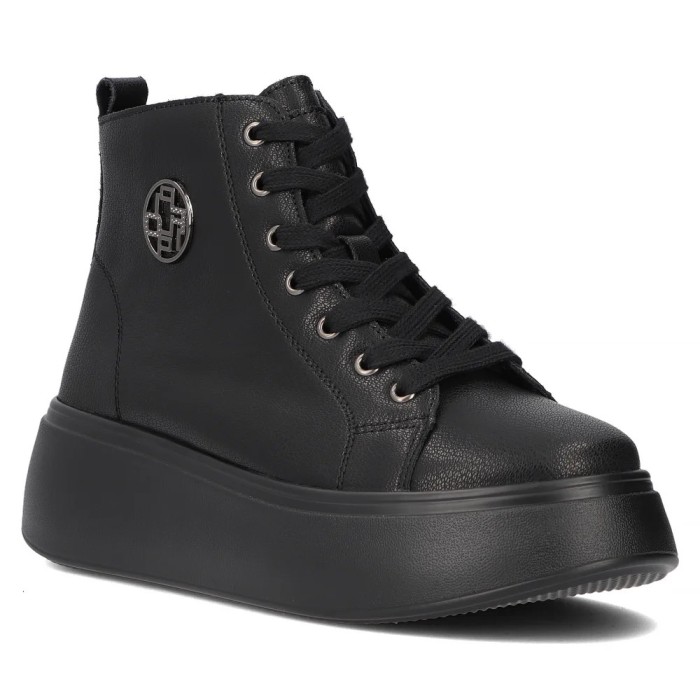 Botine cu platforma DBT6338, piele naturala, Negru - 39