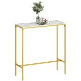 HOMCOM Masă de bar rectangulară cu blat cu aspect de marmură și cadru din oțel, 100 x 40 x 107 cm, aurie | Aosom Romania