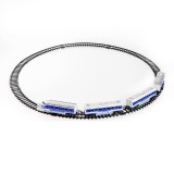 Set tren electric cu statie si 4 tipuri de sine, efecte lumina si sunet, 31 piese, copii 3+ ani