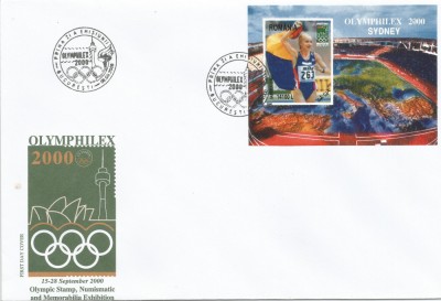 Romania, LP 1524/2000, &amp;quot;Olymphilex&amp;quot; - Sydney 2000, colita dantelata, FDC foto