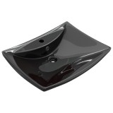 Cumpara ieftin Chiuveta dreptunghiulara preaplin &amp; gaura robinet, negru, ceramica lux